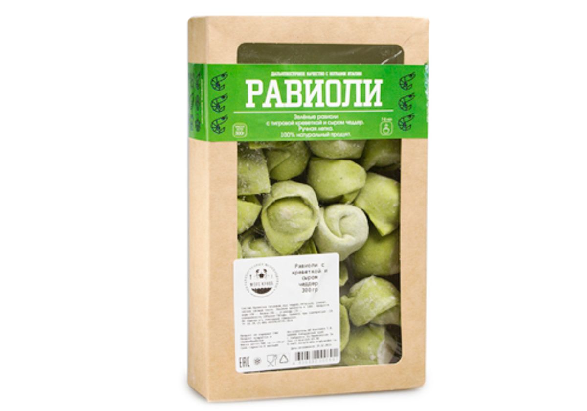 Равиоли зеленые с креветкой и сыром чеддер, 200г