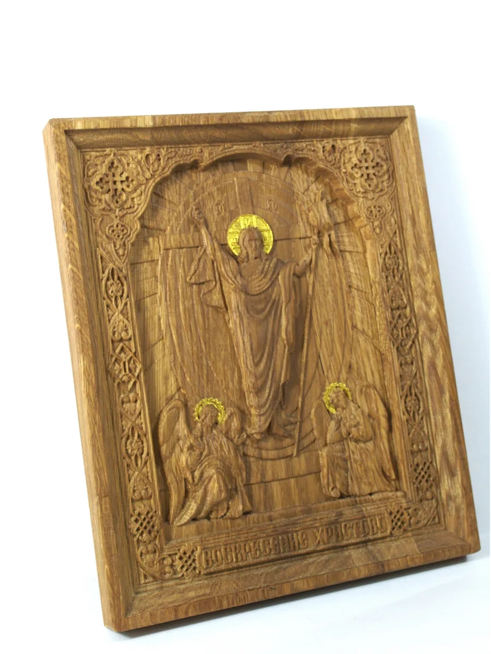 Освященная Икона «Воскресение Христово» резная из дуба