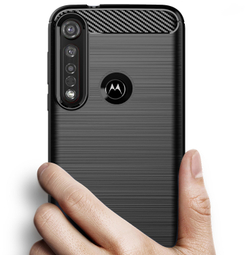 Чехол для Motorola Moto G8 plus цвет Black (черный), серия Carbon от Caseport