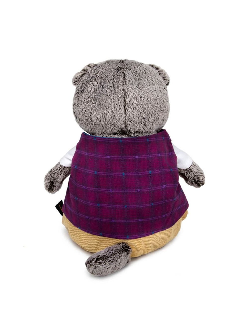 Мягкая игрушка Басик в бордовом жилете с розочкой 30см