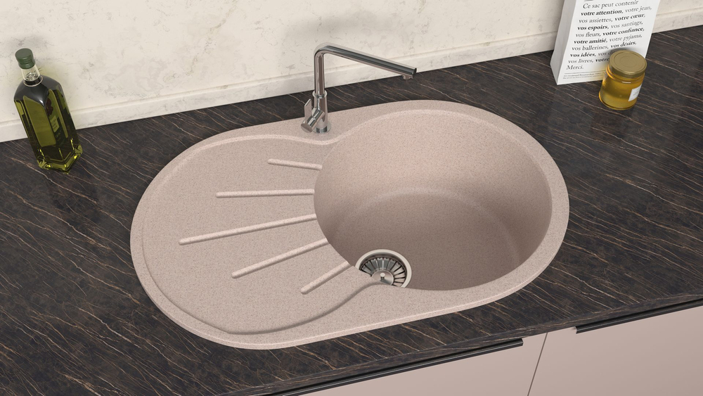 Кухонная мойка GLANZ J110-G31 730х450мм Белый лёд