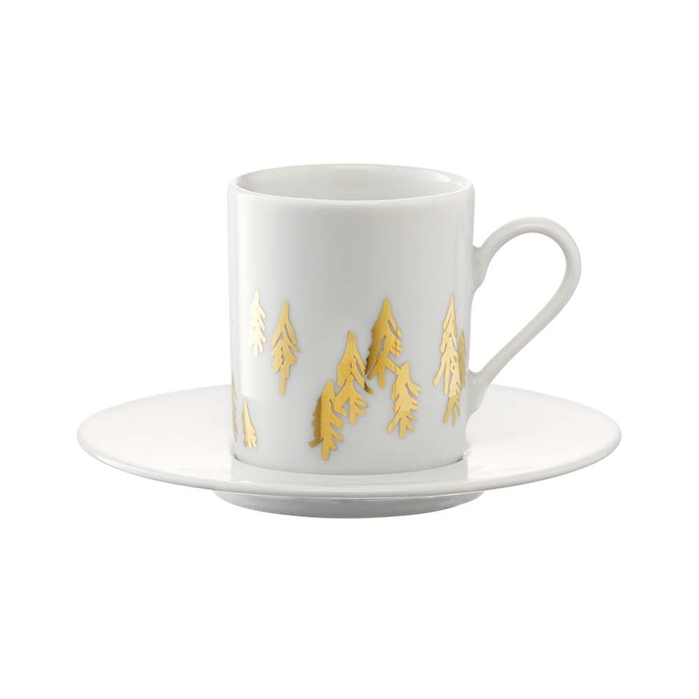 Набор чашек для кофе с блюдцами fir metallic, 100 мл, 2 шт.