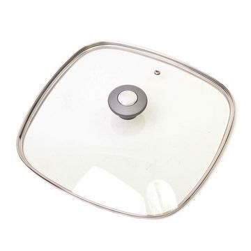 Крышка стеклянная квадратная 28х28 см. Kamille KM 0828GR с металлическим ободком