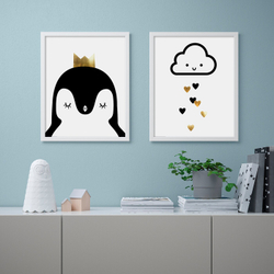 IKEA BILD  (ИКЕА БИЛД)  -  Плакат, милые пингвины, 40x50 см