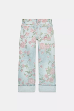 ZARA ДЖИНСЫ TRF LOOSE С НИЗКОЙ ПОСАДКОЙ И ПРИНТОМ, СИНИЙ