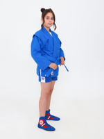 Куртка для САМБО с поясом облегченная плотность 280г/м2 100% хл. с подкладкой синяя