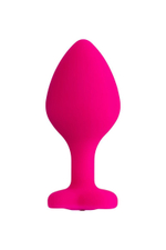 Розовая анальная втулка Diamond Heart с прозрачным кристаллом - 8 см. (Цвет: прозрачный)