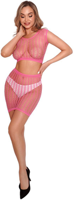 Яркий сетчатый комплект: топ и юбка (Размер: S-M-L) (Цвет: желтый)