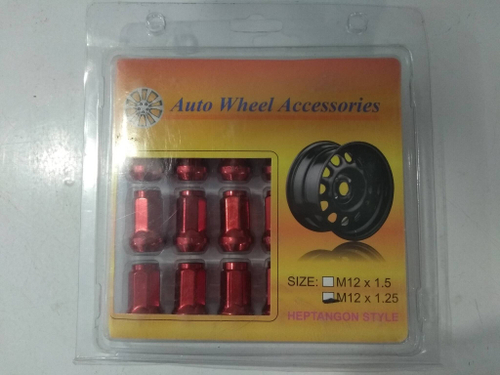 Гайки M12*1,25 закрытый конус 20шт. (красные) внутренний шестигранник Auto Wheel Accessories