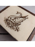 Музыкальная деревянная шкатулка-шарманка Лебедь