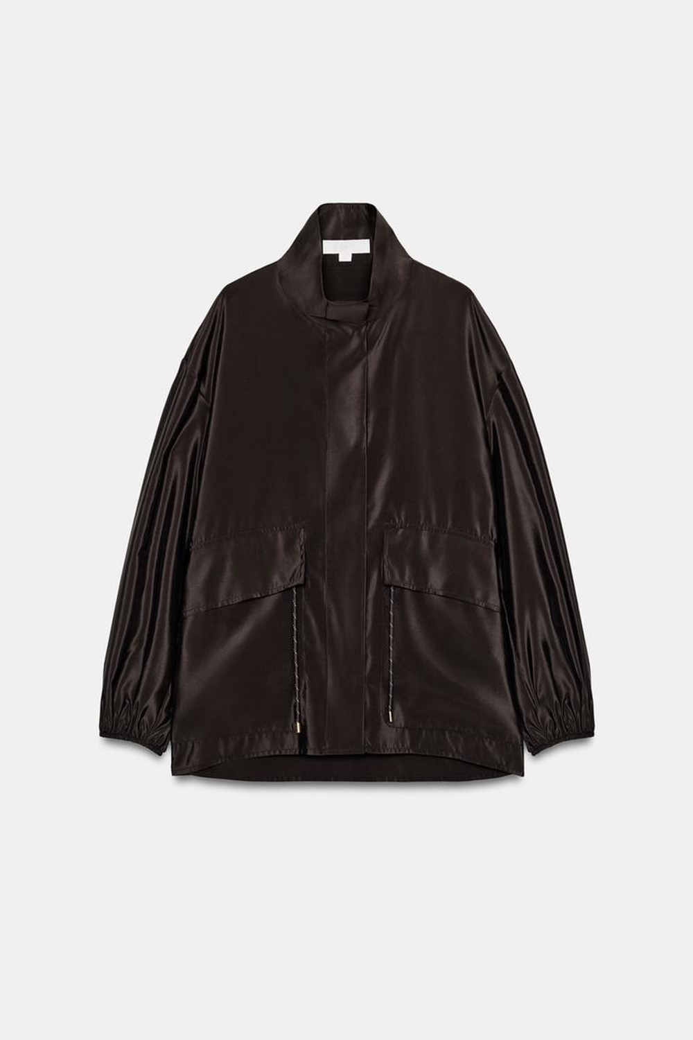 ZARA КУРТКА С ВОРОТНИКОМ-СТОЙКОЙ И РЕГУЛИРУЕМОЙ ТАЛИЕЙ, КОРИЧНЕВЫЙ