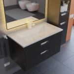 Тумба с раковиной для ванной Uperwood Modul 80 см, подвесная, матовая, черная