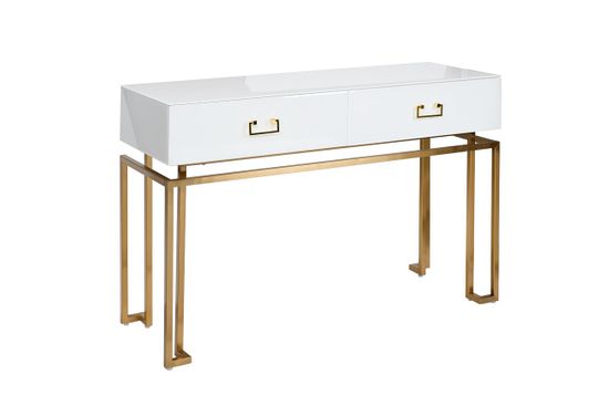 KFG070 Консоль 2 ящика белая/золото 120*42*77см
