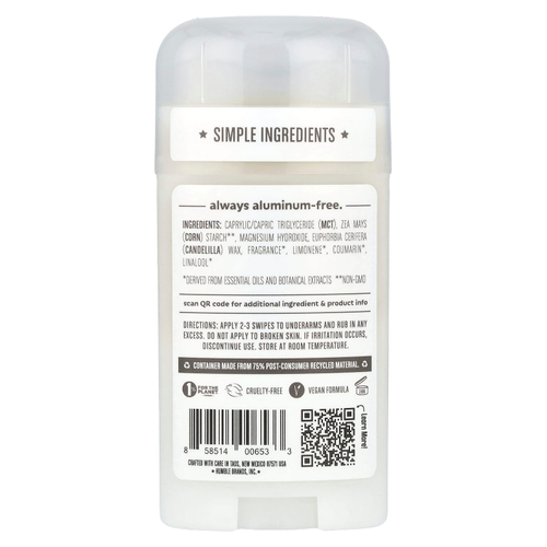 Humble Brands, Дезодорант без пищевой соды, пало санто и ладан, 70 г (2,5 унции)