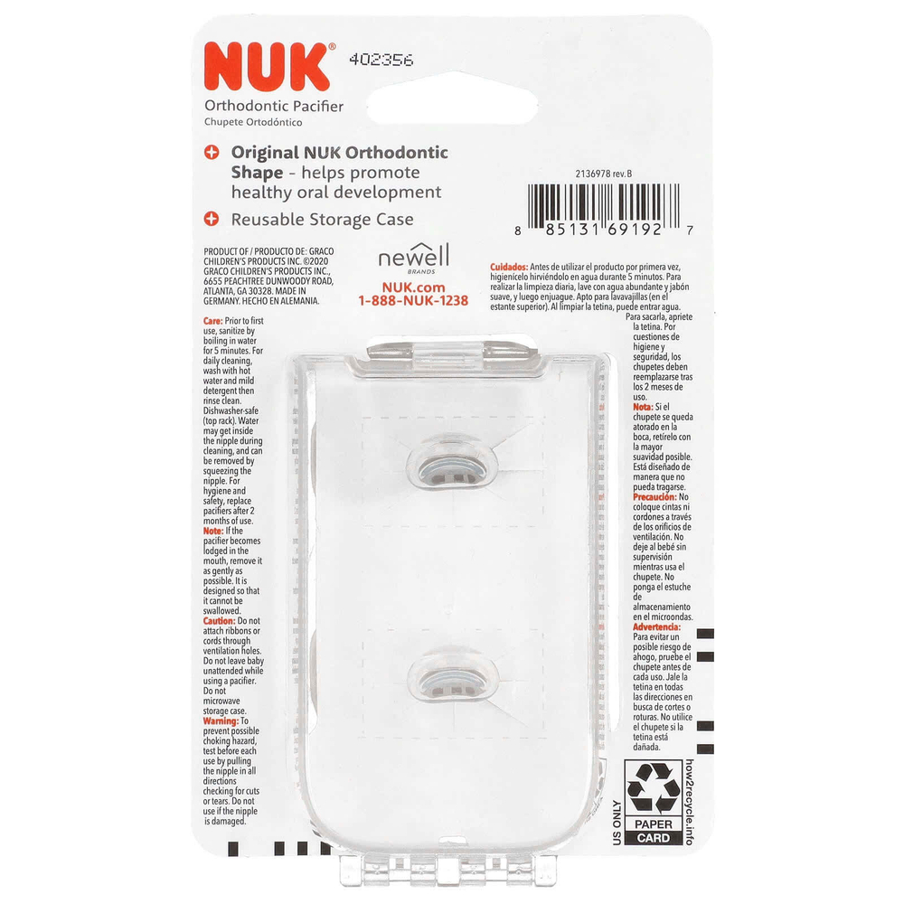 NUK, ортстоматологическая соска, для детей 0–2 месяца, розовая, 2 шт.