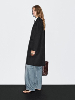 Massimo Dutti Длинное пальто из смесовой шерсти, чёрный