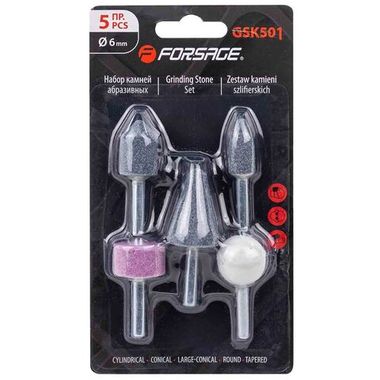 Набор камней абразивных, 5пр.(хвостовик 6мм) Forsage F-GSK501