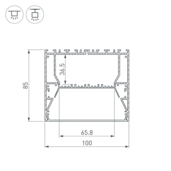 Профиль ARH-POWER-W100-2000 ANOD (Arlight, Алюминий) 036366