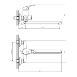 Смеситель DECOROOM DR21043 одноручный для ванны универсальный с поворотным изливом 300 мм