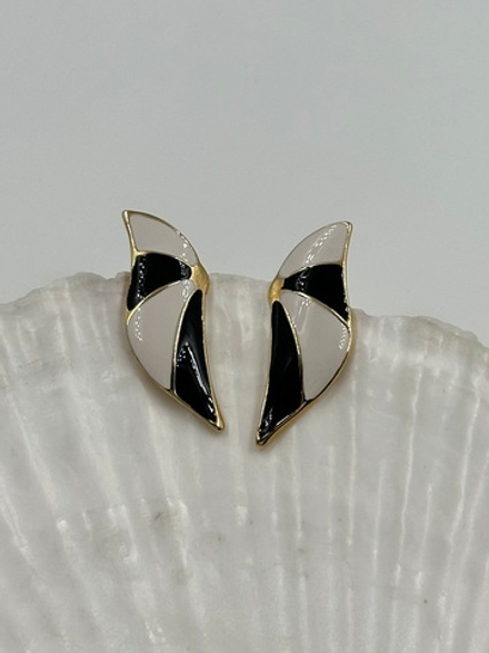 Серьги с чёрно-белой эмалью