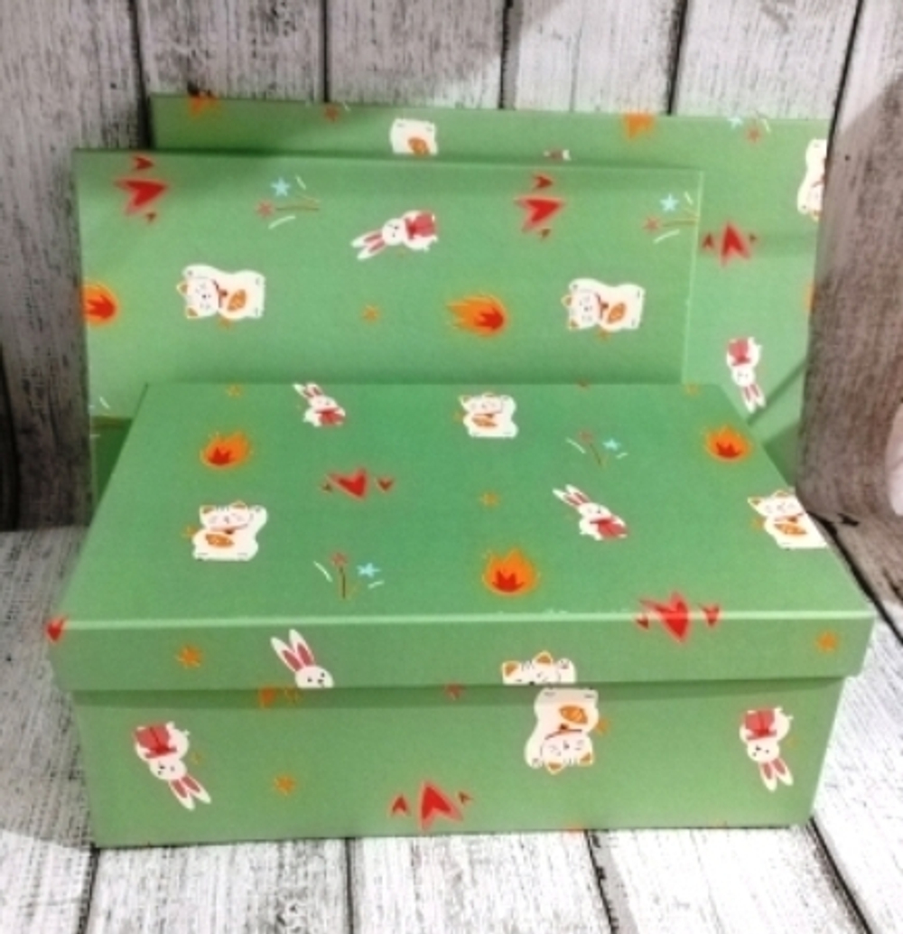 Коробка Прямоугольник 21*14*9 Зайка и котик