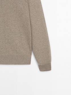 Massimo Dutti Джемпер из 100% кашемира с круглым вырезом, норка