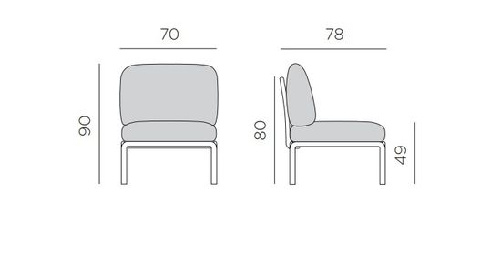 Модуль центральный пластиковый с подушками Komodo Elemento Centrale