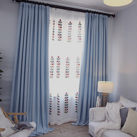 Штора рогожка блэкаут голубая. 200 х 270 см. В комплекте - 1 шт. AO/91-23