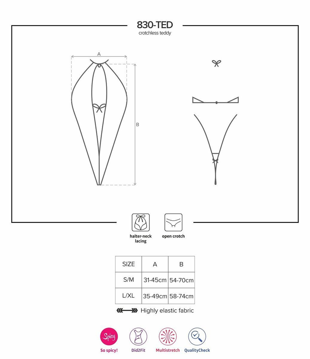 Очаровательное боди из сетки с кружевной отделкой и открытой спинкой (Размер: S-M) (Цвет: черный)