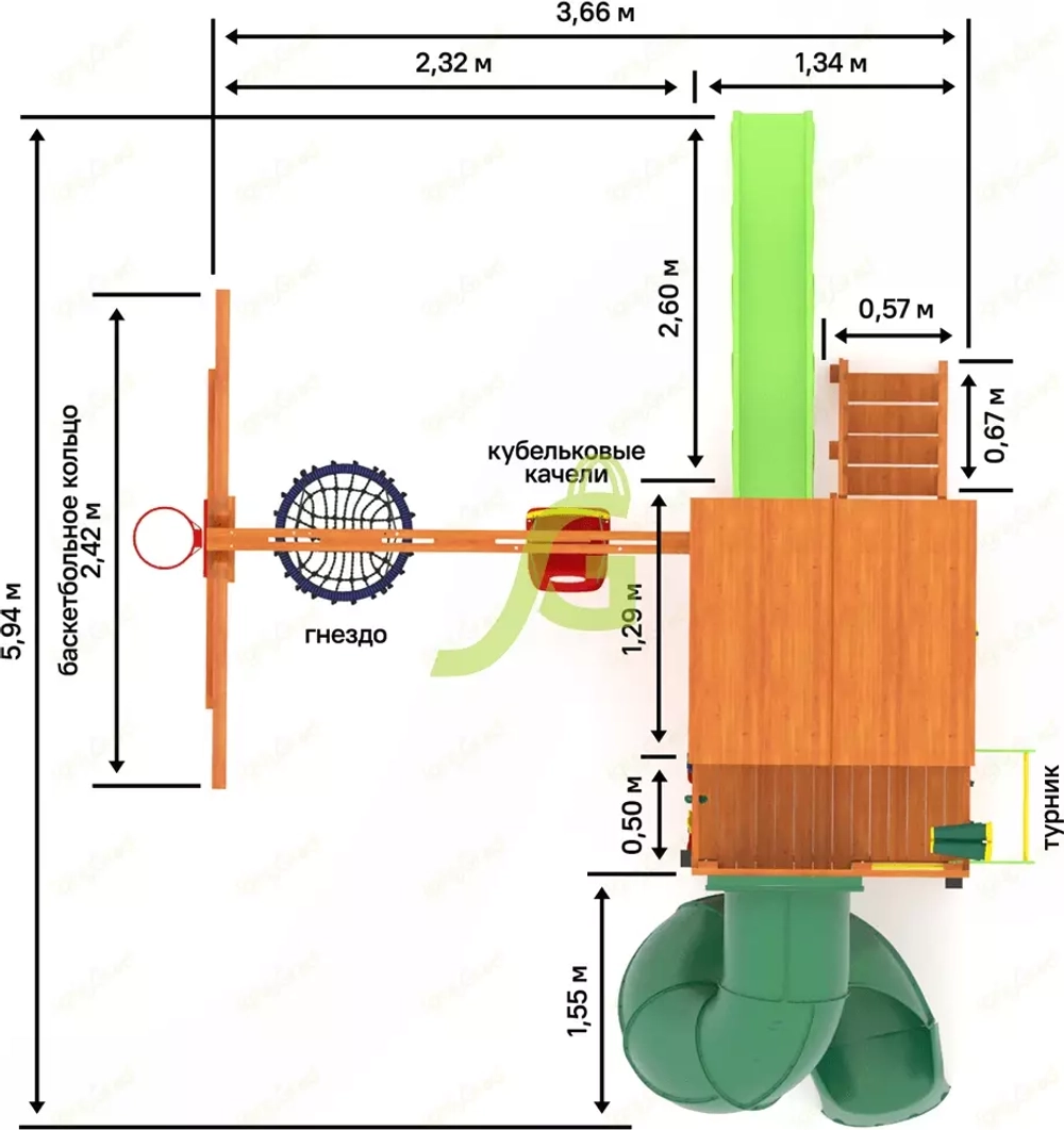 Детская площадка с горкой трубой