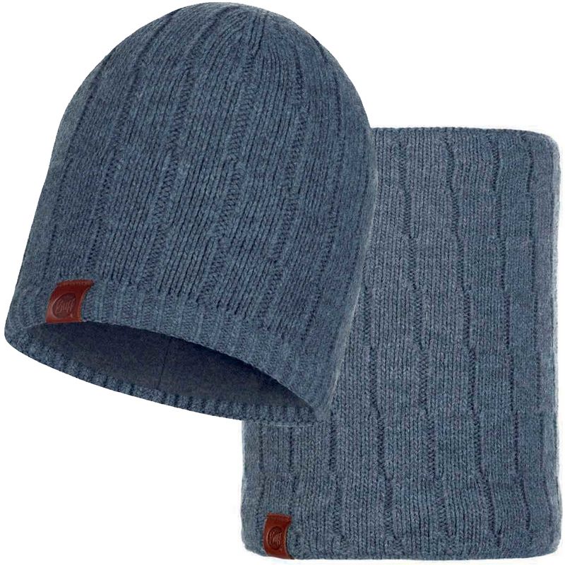 Комплект шарф-шапка вязаный с флисом Buff Jeroen Grey Фото 1
