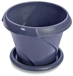 Кашпо для цветов пластиковое 0,7л d-13,5см «Флориана» с поддоном серый С384СЕР