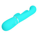 Бирюзовый вибратор-кролик 22,2см с дополнительным язычком Pretty Love Triple Rabbit Multifuncional Vibrador BW-500041-1