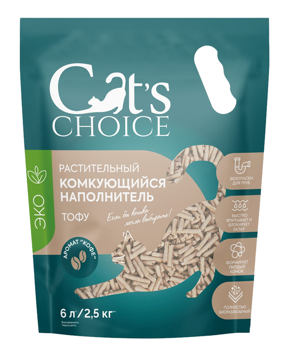 Cat's choice Тофу наполнитель с ароматом "Кофе" 6л, 2,5кг.