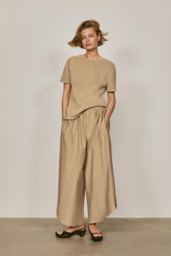 Massimo Dutti Льняной свитер с короткими рукавами - Limited Edition, горчичный