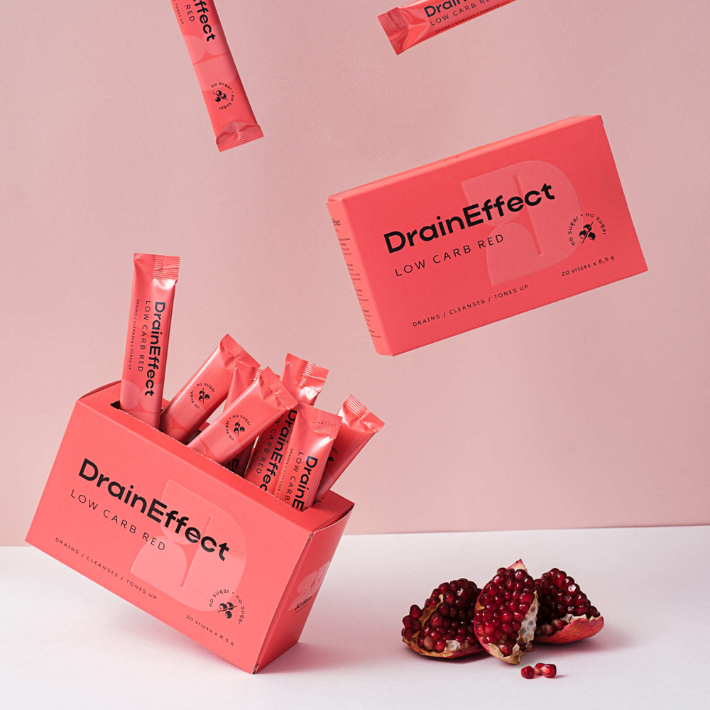 DrainEffect Red Low Carb Дренирующий напиток 20 стиков низкоуглеводный, вкус ягодный