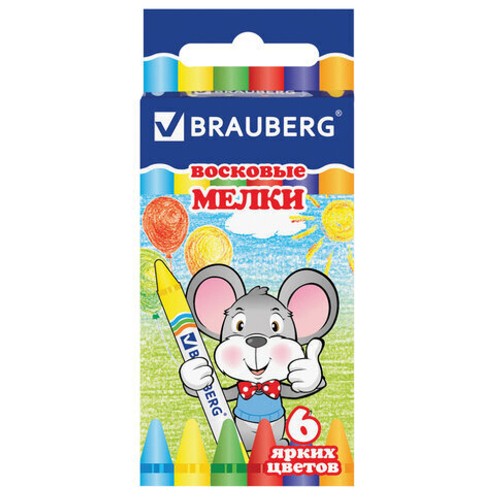 Мелки восковые 6цв. (BRAUBERG)