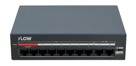 F-SW-EU210MPOE-V/L Неуправляемый PoE-коммутатор на 8 портов 10/100M RJ45 PoE, 2 uplink порта 10/100M RJ45
