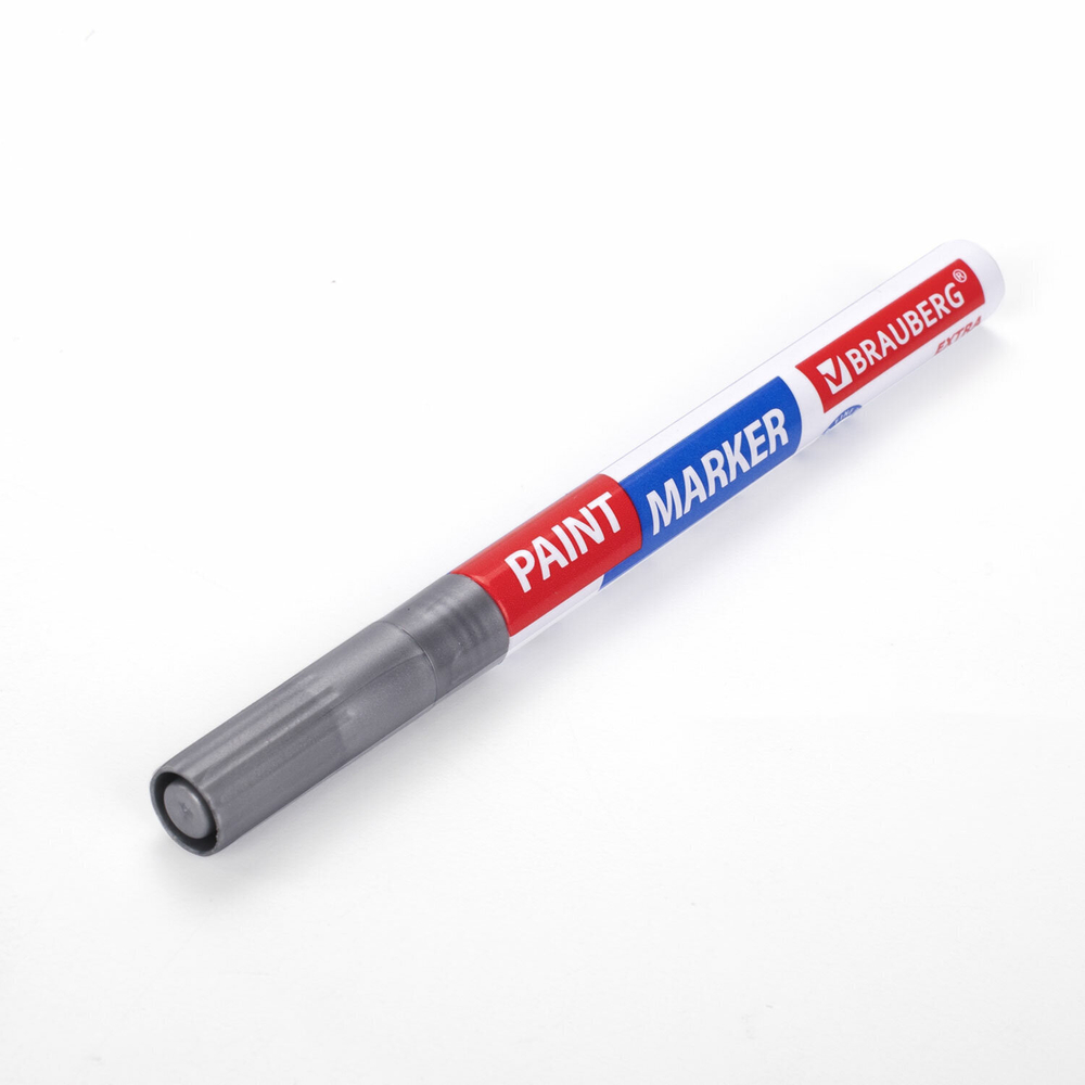 Маркер-краска лаковый EXTRA (paint marker) 2 мм СЕРЕБРЯНЫЙ усиленная нитро-основа BRAUBERG (12 штук в упаковке)