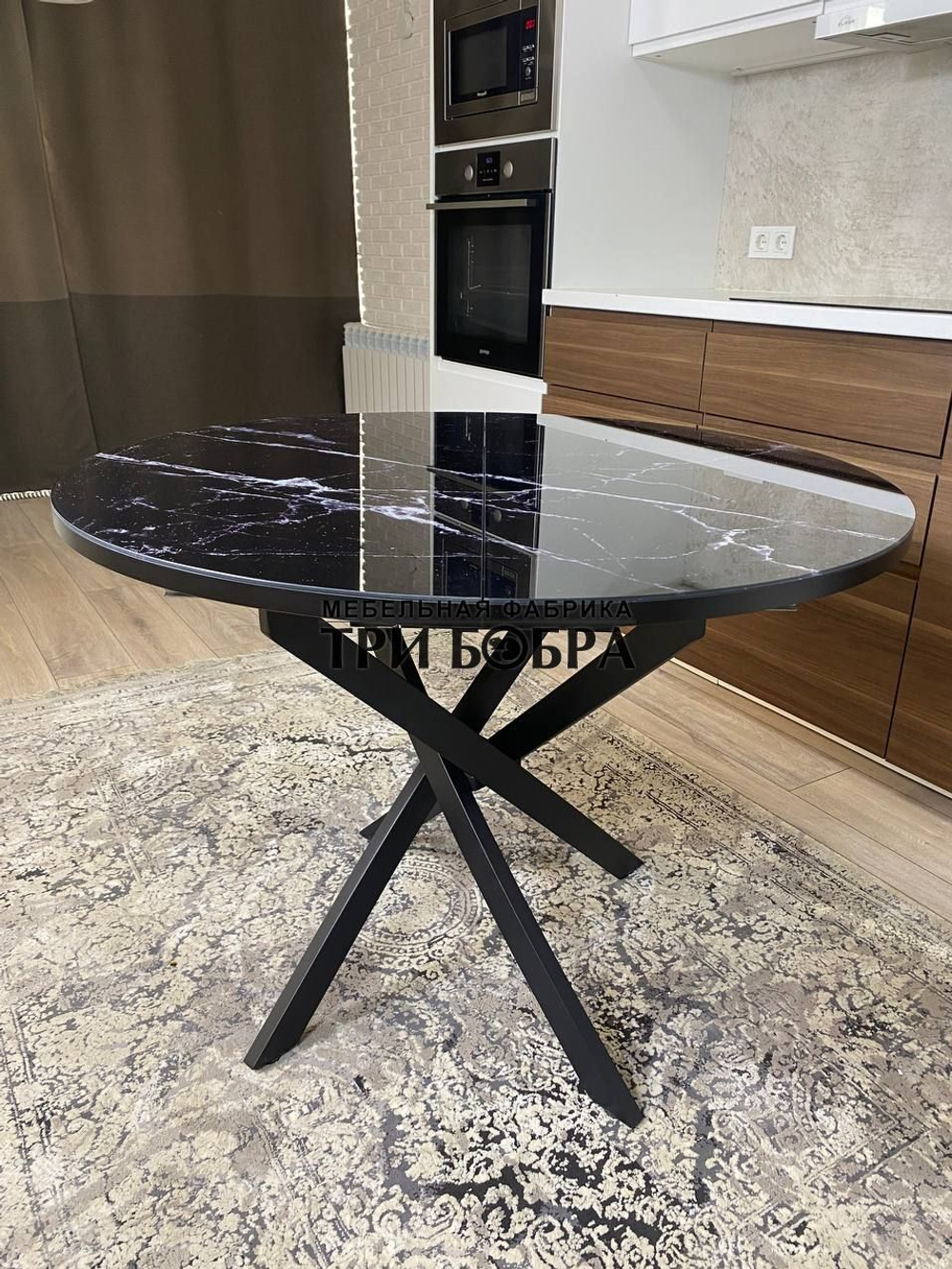 Стол круглый стеклянный "Чёрный Оникс"