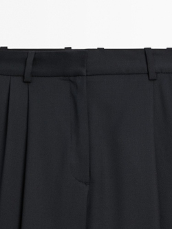 Massimo Dutti Брюки с выточками из сверхтонкой шерсти, темно-синий