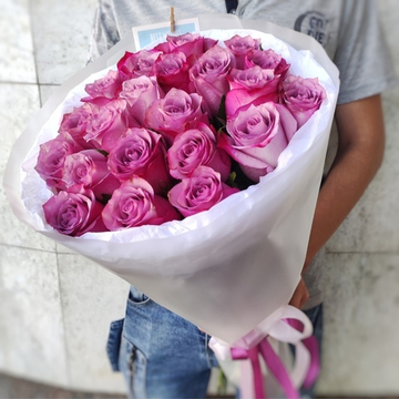 Букет из 21 розы сорта "Deep Purple" (Эквадор 60 см)