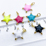 Подвеска Звезда, цвет золото+белый, размер 18*16 мм, цена за 1 шт