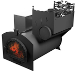 Печь для бани Горыныч 3, средняя дверь со стеклом