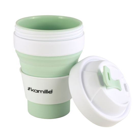 Стакан складной силиконовый 350 мл. Kamille KM 2034 с пластиковой накладкой