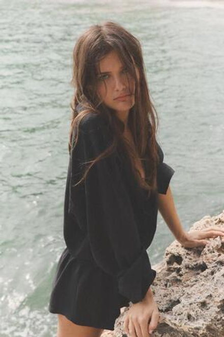 ZARA КОМБИНЕЗОН ИЗ ЛИОЦЕЛЛА, ЧЕРНЫЙ