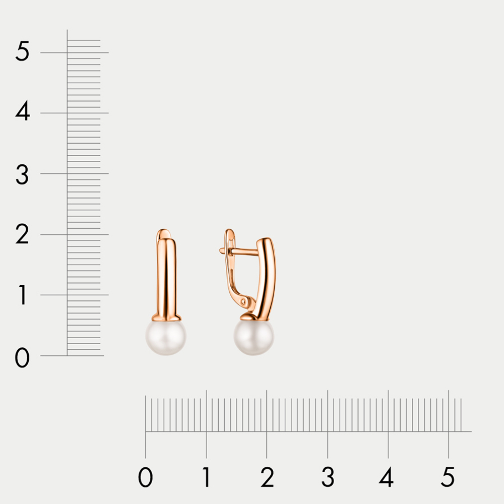 Серьги с жемчугом из розового золота 585 пробы для женщин (арт. 40143700)