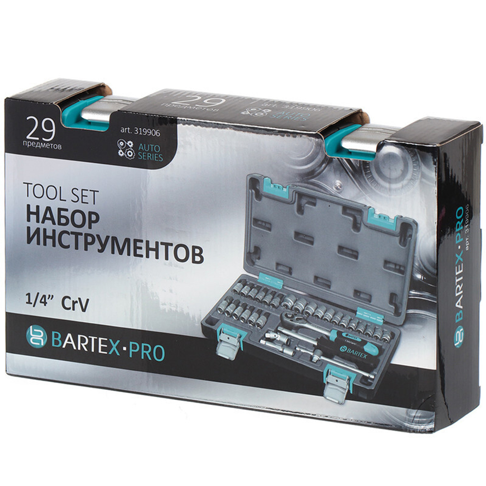 Набор слесарных инструментов Bartex, 1/4", 6-гранные, CrV сталь, кейс, 29 пр, шт