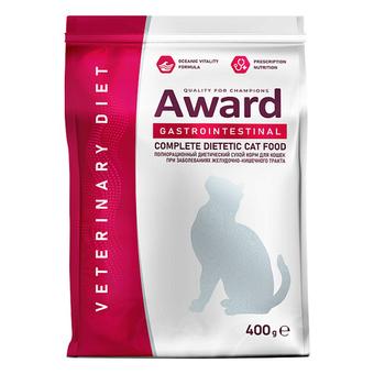 Сухой диетический корм для взрослых кошек AWARD VETERINARY DIET GASTROINTESTINAL при заболеваниях желудочно-кишечного тракта 0,4кг