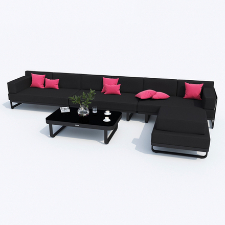 Лаунж зона угловая Ideal Patio ТЕСОРА черная - каркас карбон